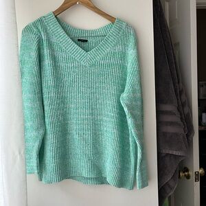 Talbots Cotton Green V-Neck Sweater